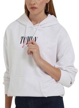 Sweat Tommy Jeans Essential Logo 1 Branco Mulher