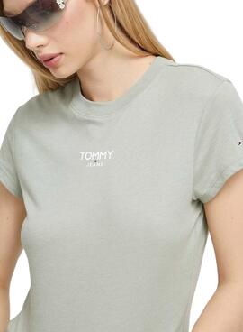 T-Shirt Tommy Jeans Essential Logo Verde Mulher