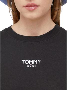 T-Shirt Tommy Jeans Essential Logo Preto Mulher