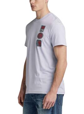 T-Shirt G-Star Multi Badge Cinza para Homem