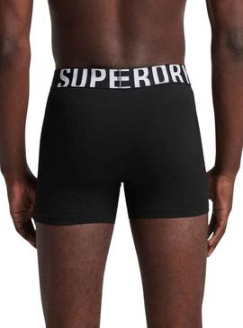 Cuecas Superdry Duplo Logo Preto para Homem