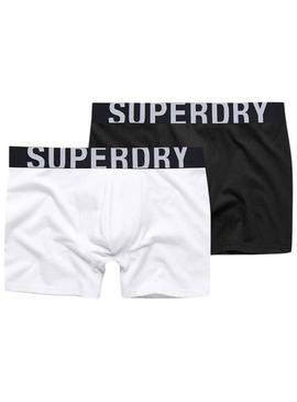 Cuecas Superdry Dual Logo Branco Preto Homem