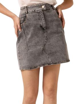 Saia Naf Naf Denim Cinza para Mulher