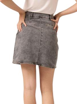 Saia Naf Naf Denim Cinza para Mulher