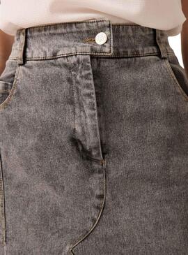 Saia Naf Naf Denim Cinza para Mulher