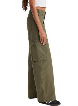 Calças Levis Cargo Baggy Verde para Mulher