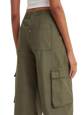 Calças Levis Cargo Baggy Verde para Mulher