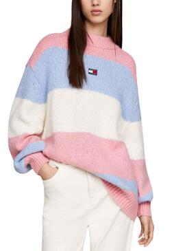 Camisola Tommy Jeans Cor Block Rosa para Mulher