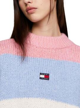 Camisola Tommy Jeans Cor Block Rosa para Mulher