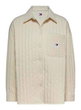 Overshirt Tommy Jeans Quilted Beige para Mulher