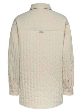 Overshirt Tommy Jeans Quilted Beige para Mulher