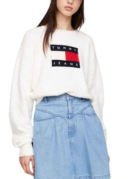 Camisola Tommy Jeans Center Flag Branco Mulher