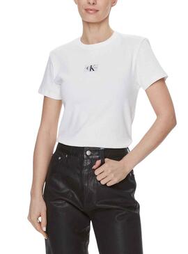 T-Shirt Calvin Klein Tecido Label Branco Mulher