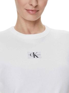 T-Shirt Calvin Klein Tecido Label Branco Mulher