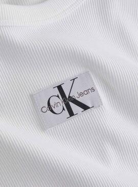 T-Shirt Calvin Klein Tecido Label Branco Mulher