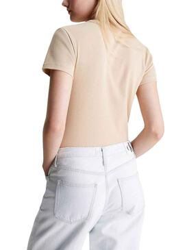 T-Shirt Calvin Klein Tecido Label Beige para Mulher