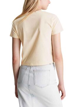 Camisa Calvin Klein Bold Jumpsuitlogotipo Beige Mulher