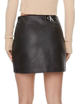 Saia Calvin Klein Faux Leather Preto para Mulher