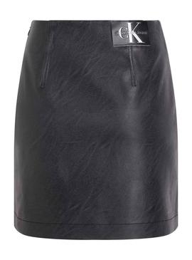 Saia Calvin Klein Faux Leather Preto para Mulher