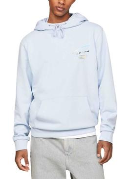 Sweat Tommy Jeans Reg MeDNA metálico Azul Homem