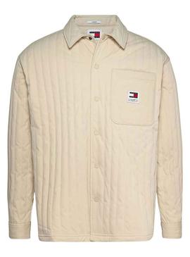 Overshirt Tommy Jeans Quilted Beige Homem