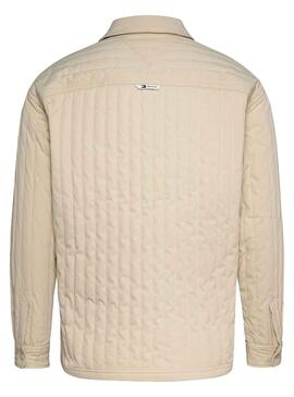 Overshirt Tommy Jeans Quilted Beige Homem