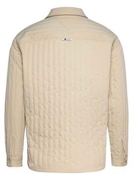 Overshirt Tommy Jeans Quilted Beige Homem