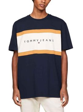 T-Shirt Tommy Jeans Registro Cut Azul Marinho para Homem