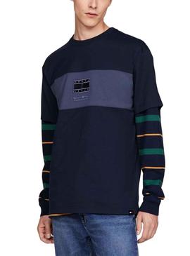 T-Shirt Tommy Jeans Registro Tonal Azul Marinho Homem