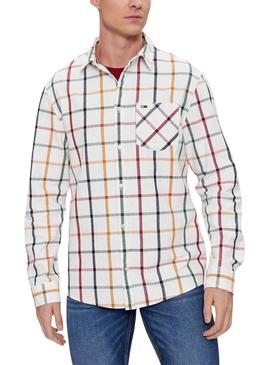 Camisa Tommy Jeans Reg Check Flanela Branco Homem