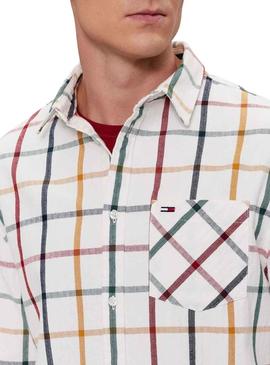 Camisa Tommy Jeans Reg Check Flanela Branco Homem