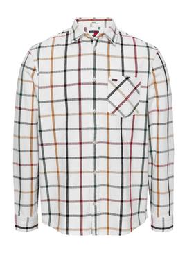 Camisa Tommy Jeans Reg Check Flanela Branco Homem