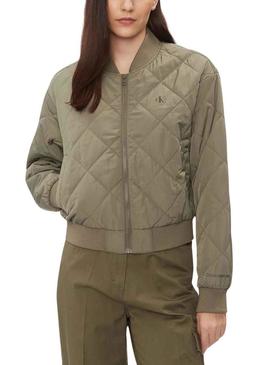 Bomber Calvin Klein Jeans Quilted Verde para Mulher