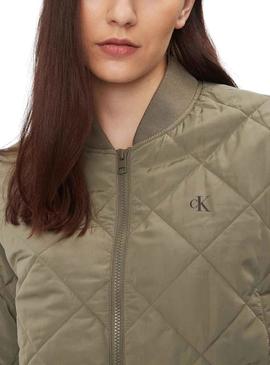 Bomber Calvin Klein Jeans Quilted Verde para Mulher