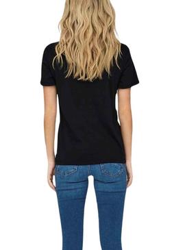 T-Shirt Only Marie Preto e Dorado para Mulher