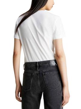 T-Shirt Calvin Klein Jeans Jumpsuitlogotipo Slim Branco