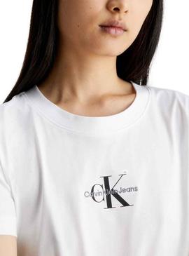 T-Shirt Calvin Klein Jeans Jumpsuitlogotipo Slim Branco