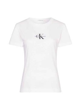 T-Shirt Calvin Klein Jeans Jumpsuitlogotipo Slim Branco