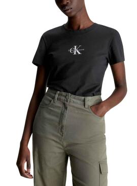T-Shirt Calvin Klein Jeans Jumpsuitlogotipo Slim Preto