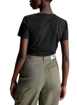T-Shirt Calvin Klein Jeans Jumpsuitlogotipo Slim Preto