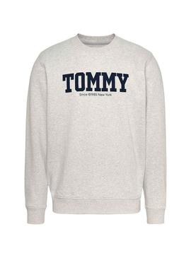 Sweat Tommy Jeans Registro Frontal Cinza para Homem