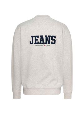 Sweat Tommy Jeans Registro Frontal Cinza para Homem