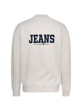 Sweat Tommy Jeans Registro Frontal Cinza para Homem