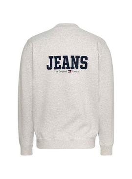 Sweat Tommy Jeans Registro Frontal Cinza para Homem