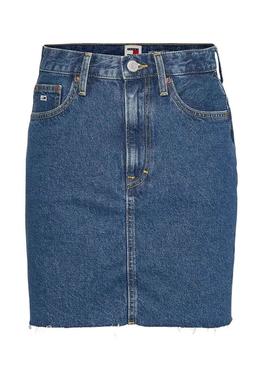 Saia Denim Tommy Jeans Mom Denim Azul Mulher