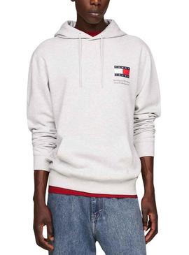 Dudadera Tommy Jeans Essential Flag Hood Cinza