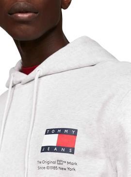 Dudadera Tommy Jeans Essential Flag Hood Cinza