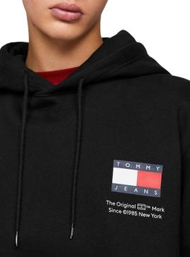 Sweat Tommy Jeans Essential Flag Hood Preto