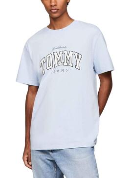 T-Shirt Tommy Jeans time do colégio Azul para Homem
