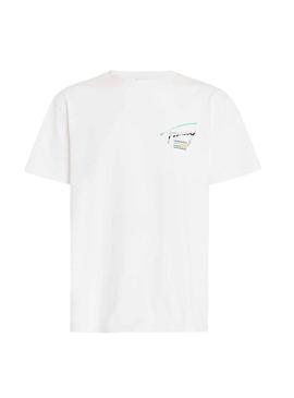 T-Shirt Tommy Jeans Metálico Branco para Homem